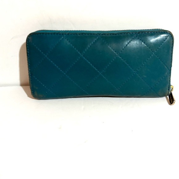 Michael Kors Teal Quilted Wallet with Gold Accents - Picture 2 of 5